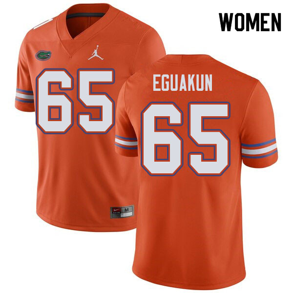 Jordan Brand Women #65 Kingsley Eguakun Florida Gators College Football Jerseys Sale-Orange